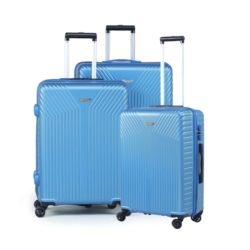 Image of ACEPACK GLX Family Set of 3 (Small Cabin + Medium Check-in + Large Check-in) Combo Navy Blue Hard Sided Luggage Trolley Bag for Travel Suitcase with 8 Spinner Wheels