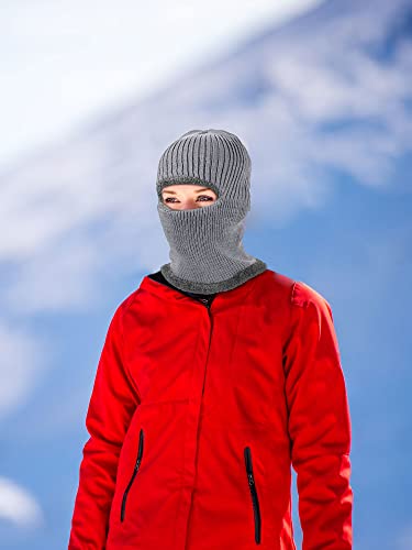3 Pcs Winter Warm Knitted Balaclava Windproof Neck Warmer Hat Lined Ski Mask For Men Women Face Scarf Winter Outdoors Sports (Black, Gray, Coffee) #TOP3