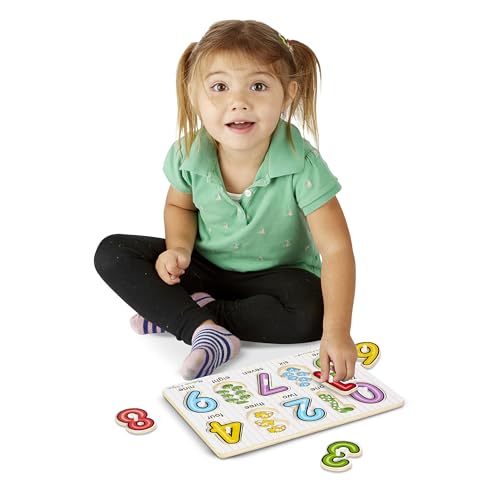 Melissa & Doug Lift & See Numbers Wooden Peg Puzzle - 10 Pieces - FSC Certified - image 9