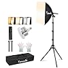 40x40cm Kit Softbox LED con Telecomando, Luce Fotografica con Lampadine 7500K e 160 cm Treppiede, 3 Temperature Colore, Luminosità Regolabile - Luce da Studio per Foto, Video, YouTube e Streaming