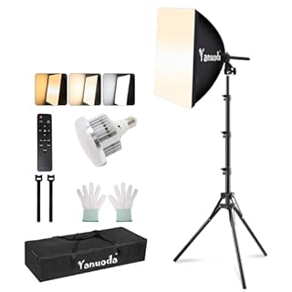 40x40cm Kit Softbox LED con Telecomando, Luce Fotografica con Lampadine 7500K e 160 cm Treppiede, 3 Temperature Colore, Luminosità Regolabile - Luce da Studio per Foto, Video, YouTube e Streaming