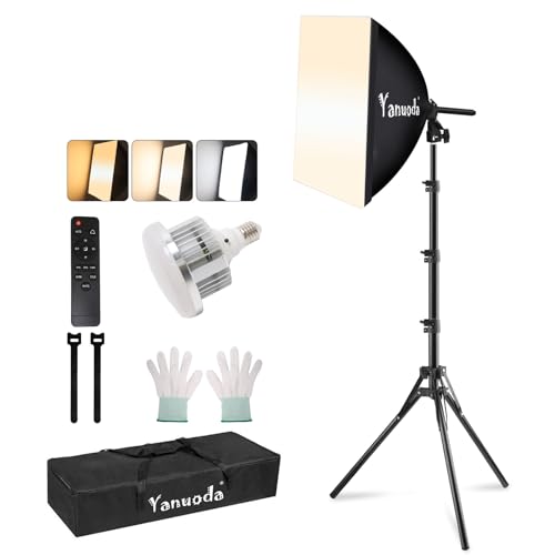 Softbox Profesional 40x40 cm con Luz LED Ajustable + Trípode 160 cm - Kit Iluminación Fotografía y Vídeo, Streaming, Retratos (95W E27 3000K-7500K, Incl. Mando)​​