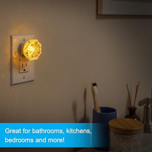 Image of GE SleepLite Jewel LED Night Light, Plug-in, Always on, Amber, UL-Certified, Energy Efficient, Ideal Nightlight for Bedroom, Bathroom, Nursery, Hallway, Kitchen, 11286, 2 Pack
