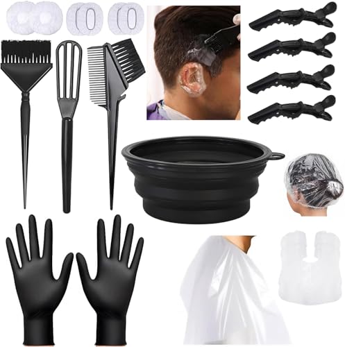 18Pcs Hair Dye Kit Hair Coloring Products with Hair Dye Brush, Includes Hair Color Bowl, Hair Clip, Ear Muffs for Salon Hair Dye Tools and DIY at Home