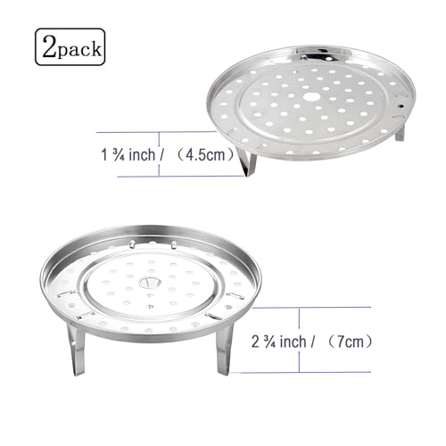 Turbokey 10Inch Food Steam Rack(2-Pack) Pressure Cooker Canner Rack 3 Short and 3 Tall Detachable Legs Stainless Steel Canning Rack for Pot Steam Basket Rack Accessories (10"/255mm)