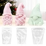 TZEKING 3 Stück Silikonform Weihnachten Wichtel,3D Weihnachten Kerzenform,Kerzen Silikonformen,Gießform Wichtel Kerzenform für Weihnachtsdeko