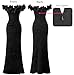 VFSHOW Womens Formal Prom Off Shoulder 3D Flower Ruched Wedding Guest Maxi Dress 2025 Sexy High Slit Black Tie Cocktail Evening Sparkly Glitter Long Gown (Black, Small) 11058 BLK S