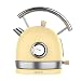 Produktbild Cecotec Wasserkocher ThermoSense 420 Light Yellow. Fassungsvermögen 1,8 Liter, 2200 W, Temperaturanzeige, 360º Basis, Edelstahl, Vintage-Stil, Gelb