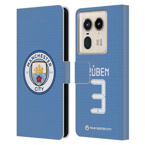 Head Case Designs Officially Licensed Manchester City Man City FC Rúben Dias 2021/22 Players Home Kit Group 1 Leather Book Wallet Case Cover Compatible with Motorola Edge 50 Ultra/X50 Ultra
