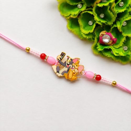 Image of DeoDap Rakhi with Bottle for Brother - Cute Cartoon Design Kids Style Rakhi for Brother with Water Bottle 550 Ml, Silver Color Coin, Greeting Card & Tiak Set - Raksha Bandhan Combo Set (K1 1049 13851)