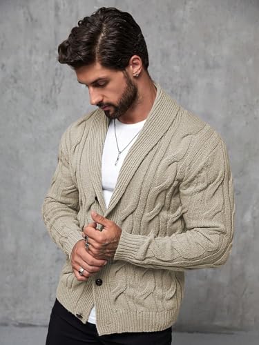 men's pullover sweaters Shawl Collar Knit Button Front Cardigan3