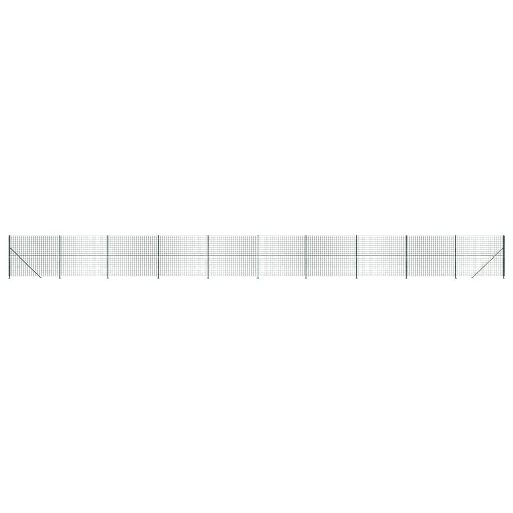Green Galvanised Steel Wire Mesh Fence with Flange 1.4x25 m PVC Coated Outdoor Garden Barrier Interlocking Design Animal Enclosure Secure Property Boundary
