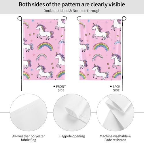 Drapeau de jardin licorne arc-en-ciel grand format double face 71x101 cm