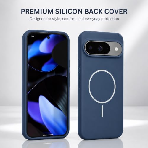 Image of FIRST MART Matte Silicone Back Cover for Google Pixel 9 - Blue