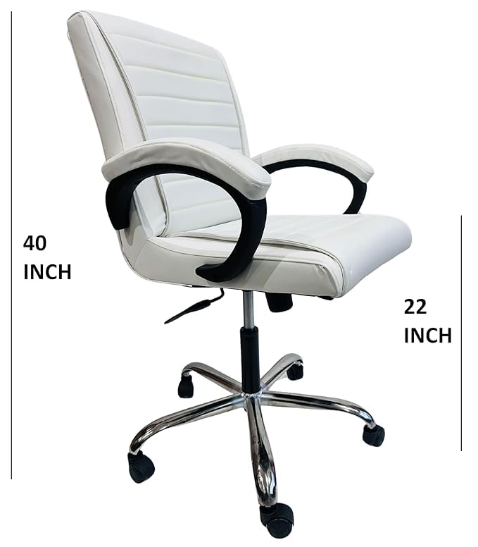 Image of Goyal steel & furniture Stylish Revolving Chair for Principal Manager Office with arm Rest with Wheels and Cushioned seat Back (1, White, Standard)