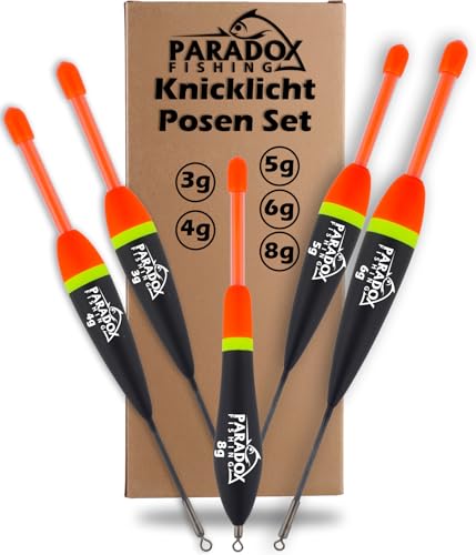 Paradox Fishing Posen Set 5 Stück 3g/4g/5g/6g/8g I Posen Angeln Angel-Posen Knicklichtposen Schwimmer Angeln Pose