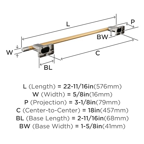 Amerock Esquire Polished Nickel/Champagne Bronze 18 inch (457mm) Towel Bar, BH26614PNCZ by Amerock - Image 2