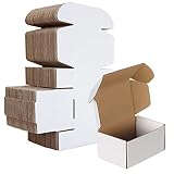 HORLIMER 6x4x3 inches Shipping Boxes Set of 50, White Corrugated Cardboard Box Literature Mailer