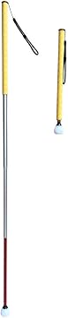 Aluminum Telescopic Blind Cane with Rolling Tip 39cm-123cm 15.4 inch-48.4 inch, with 2 Tips Yellow Handle