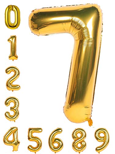 100cm ゴールデン 誕生日 バルーン 数字 , 数字7 誕生日 パーティー 飾り風船 0-9 デコレーション装飾 40インチ 大きい バルーン 結婚式 記念日 子供 大人兼用