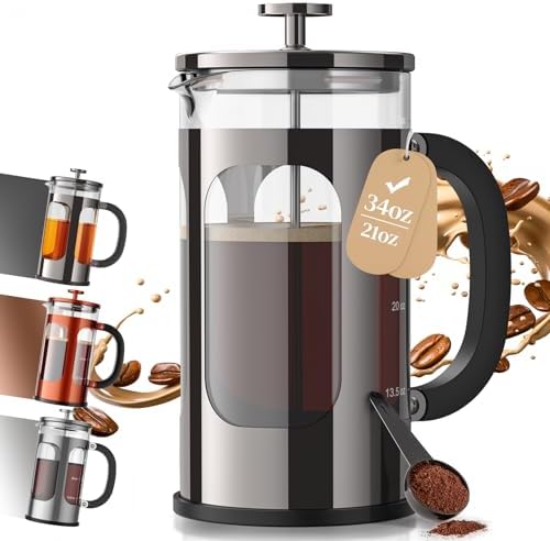 Veken French Press Coffee Maker 34oz, No...