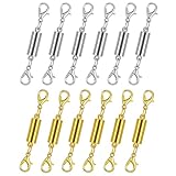 12 Pack Magnetic Necklace Clasps and Closures. Necklace Jewelry Extender with Strong Magnet. Magnetic Necklace Clasp for Jewelry Necklace Bracelet Making. Gold and Silver Plating (Regular)