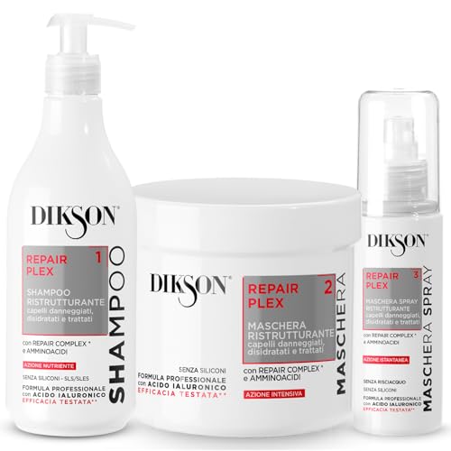 Dikson Repair Plex Shampoo und Maske und Spray für beschädigtes, dehydriertes und behandeltes Haar