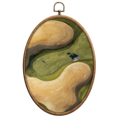 Vintage Golf Course Oval Wall Art, Golf Club Decor, 40