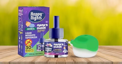 Shadow Securitronics Happy Nights Mama's Choice Lemon Eucalyptus Mosquito Repellent Vaporizer,100% Protection from Mosquitoes,Mosquito Refill,45ml x P