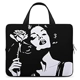 Criminal Woman and Roses Black White Fashion Laptop Sleeve Bag for Women Men Computer Carrying Case Protective Cover 15inch