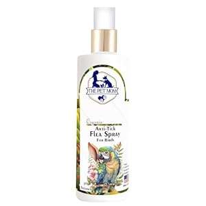 The Pet Mom Anti-Tick Flea Spray for Bird, Parrot, Budgerigar, Sparrow, Pigeon|Help in Ticks, Lice, Fleas, Anti-Itching -Soft & Conditioned Coat |Waterless Tick Bird Shampoo for All Bird Breed -200ml