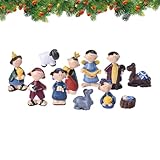 Juego de Mini Figuras de belén – Juegos de Figuras de belén de Resina para Navidad | Mini Figuras de decoración de Juguetes de Familia Cristiana Mesa Pueblo Patio árbol al Aire Libre Amigos Uso