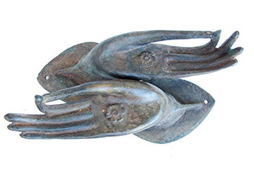 Blue Orchid Bronze Buddha Hand Buddhist Mudra Sculpture Meditation Wall Hanging Statue Door Knob From Thailand 8 Inch (Pair Bronze Hands) #TOP6