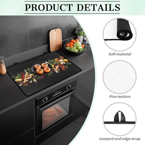 Image of Food Electric Stove Insulation Pad Heat & Stain Resistant Dish Drying Mat for Kitchen 30x21 Inch Cooktop Stove Guard Protector with Anti-Slip Grip Extra Large Mat