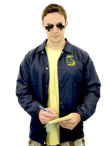 thecostumebase Veste True Detective Louisiana Police Coupe-Vent State (XL) Bleu Marine