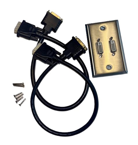 Placa de pared DVI de dos puertos para empotrar cables de ordenador y proyector en salas