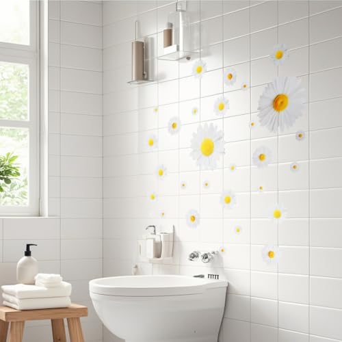 Daisy Wall Stickers Removable Flower Decal for Bedroom Living Room Bathroom Creative 3D DIY Small Daisy Pattern Wall Decor Self-Adhesive Art Sticker for Home Decoration by Toyvian - Used condition - Image 9