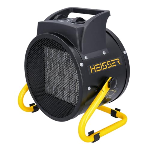 HEISSER 2800W Electric Workshop Garage Heater – Portable Space Heater for Home, Garage, Office & Greenhouse | Low Energy Consumption, Adjustable Thermostat, 2 Heat Settings, Overheat Protection