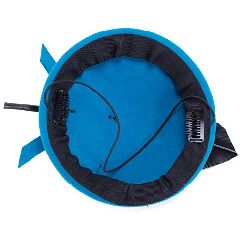 Ladies Curly Feather Felt Wool Fascinator Pillbox Tilt Cocktail Formal Hat A145 (Blue) #TOP2
