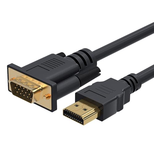 HDMI to VGA�P�[�u�� �I�X-�I�X 1080P�掿 ?���� ����߂����C���^�t�F�[�X �����ϋv�� �v���O�A���h�v���C �m�[�g�p�\�R�� �v���W�F�N�^ PS 4 Xbox ���j�^���̑Ή��i�u���b�N 1.8m�j