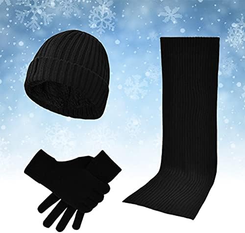 Warmiehomy Hat Gloves Scarf Set for Women Ladies Girls Soft Warm Knitted Beanie Cap Long Scarf 3 in 1 Winter Thick Set for Outdoors Walking Shopping Skiing Fishing Camping
