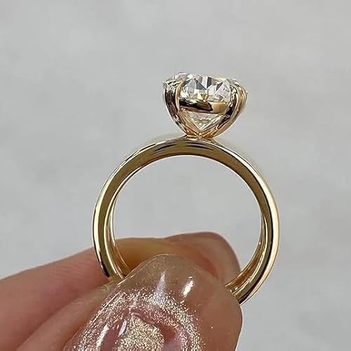 Shankar Jewels 4.00Ct Oval Cut Lab Created Diamond Solitaire Woman's Engagement Ring 14K Yellow Gold Finish 925 Sterling Silver