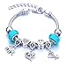Yean Bracelet à breloques en argent avec pierres de rinçage bleues pour femmes et filles