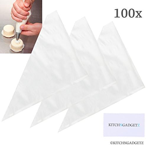 Pastry Decorating Bags - 100 Pieces, Bulk - Large Capacity, 16 Inch - For Fine Decoration of Homemade DIY Cakes and Cookies - Extra Space for More Frosting/Icing - Disposable