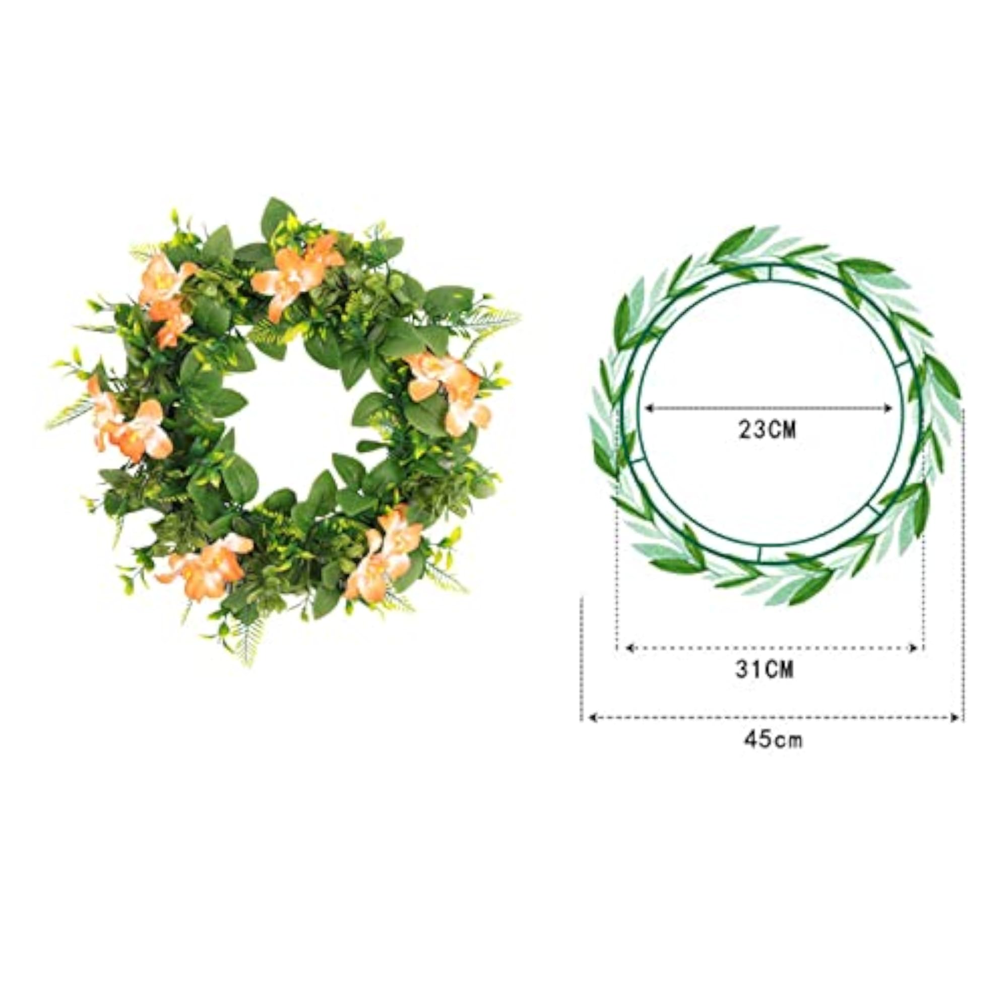 Greenery Wreath 18inch Round Floral Wreath for Spring