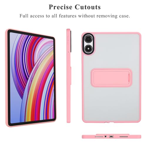 Coque Xiaomi Redmi Pad 2 Pro 12.1 2025 rigide transparente rose avec support
