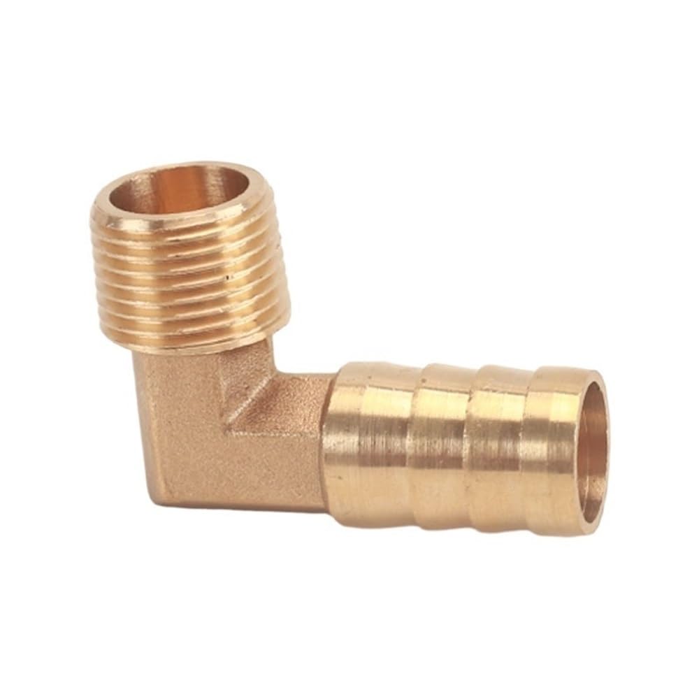 Hose Barb Adapter 1pc PL Type BSP Brass Pipe Fitting, Copper Pagoda Elbow Right Angle Nozzle, Water Delivery(6mmx1/8inch)