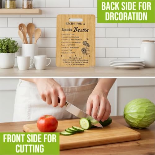 Gift for Bestie Best Friend Birthday Gifts Ideas, Recipe Cutting Board for Besties, Best Gifts for Bestie Female BFF Female Bestfriend Best Friends Gift Bamboo Cutting Board Kitchen Decor by femhameven - Used condition - US$14.03