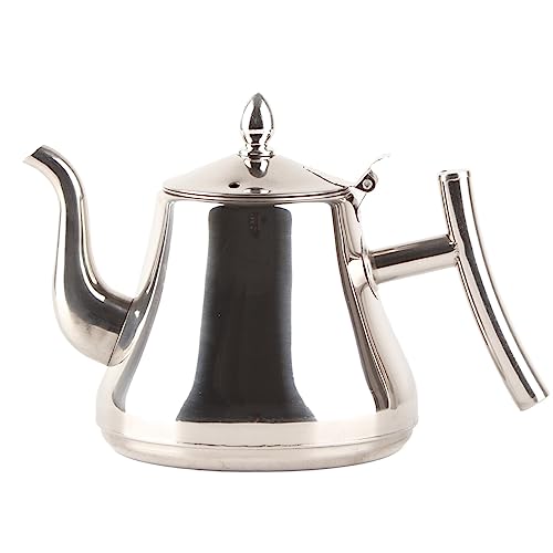 Topyond Tetera De Acero Inoxidable Con Infusor Hervidor De Acero Inoxidable De Para Restaurante De Hotel Cocina Cafetera Engrosada Tetera De Cuello De Cisne Esay Para Limpiar(1.2L)
