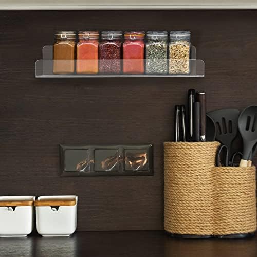 BELLE VOUS 3 Pack Clear Floating Shelves Acrylic Wall Mounted Shelves - Decorative Picture Ledge Shelf for Living Room, Bedroom, Kitchen, Bathroom & Office - Ideal for Storage & Display